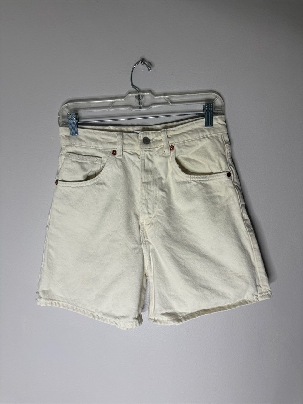 Zara Cream Denim High Waist Shorts Size 8
